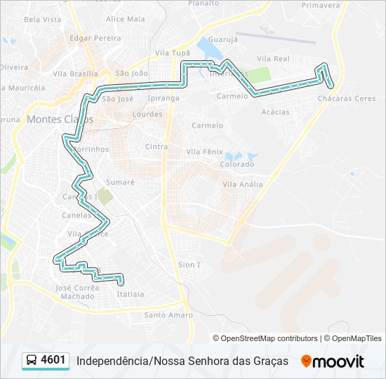 Mapa de 4601 de autobús