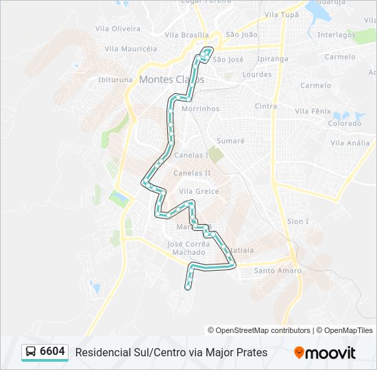 Mapa da linha 6604 de ônibus