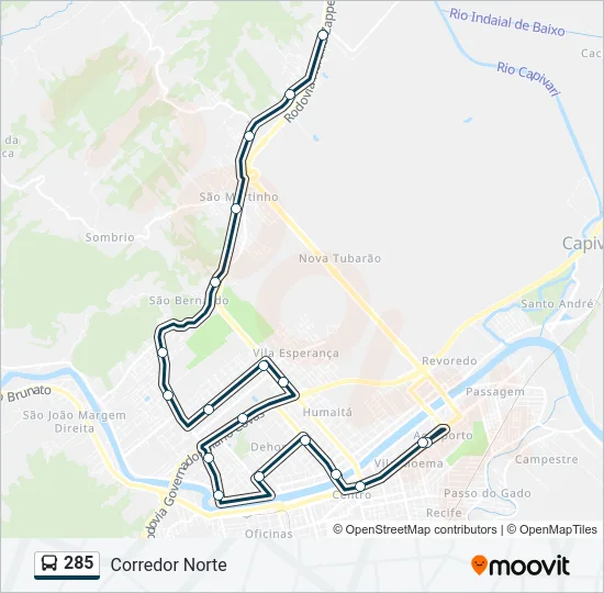 285 Bus Line Map