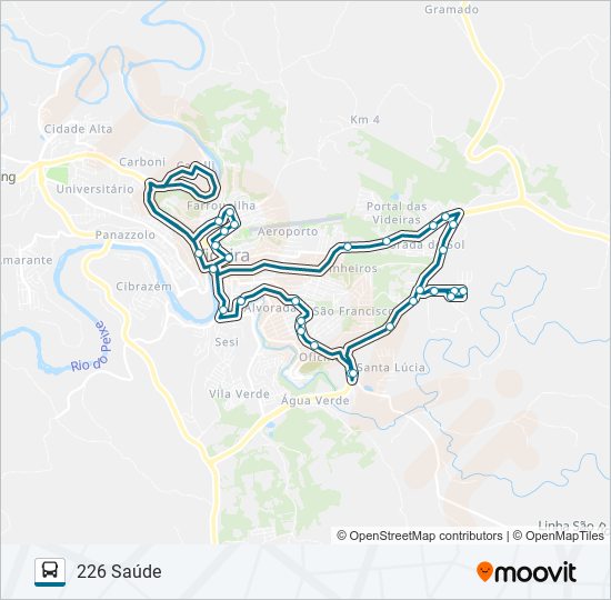 Mapa da linha 226 SAÚDE de ônibus