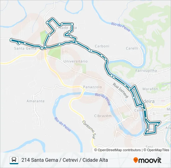 214 SANTA GEMA / CETREVI / CIDADE ALTA Bus Line Map
