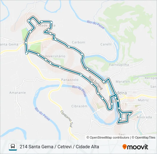 214 SANTA GEMA / CETREVI / CIDADE ALTA Bus Line Map