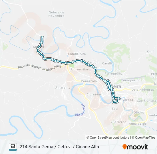 214 SANTA GEMA / CETREVI / CIDADE ALTA Bus Line Map