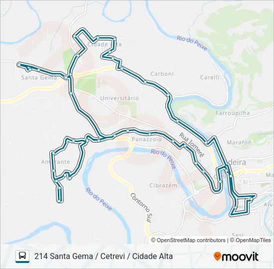 214 SANTA GEMA / CETREVI / CIDADE ALTA Bus Line Map