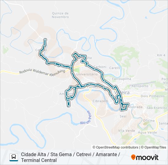 Mapa da linha 221 AMARANTE de ônibus