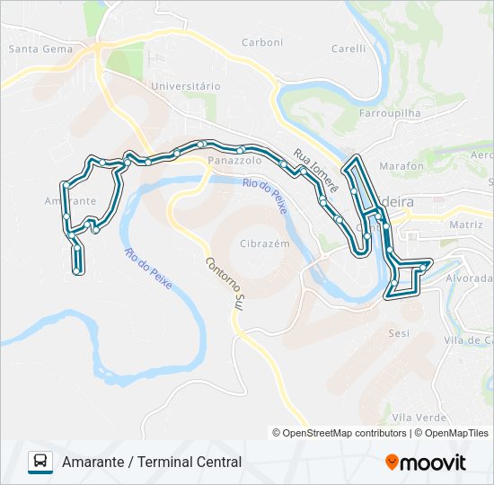 Mapa da linha 221 AMARANTE de ônibus