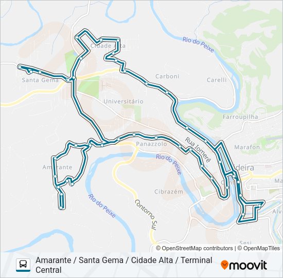 Mapa da linha 221 AMARANTE de ônibus