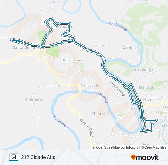 Mapa da linha 212 CIDADE ALTA de ônibus
