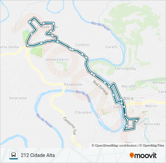 212 CIDADE ALTA Bus Line Map