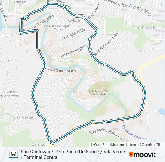 Mapa da linha 216 SÃO CRISTÓVÃO de ônibus