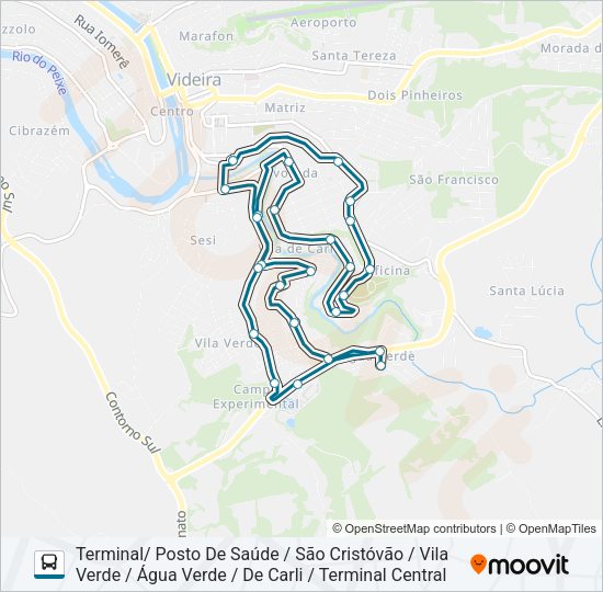 Mapa da linha 216 SÃO CRISTÓVÃO de ônibus