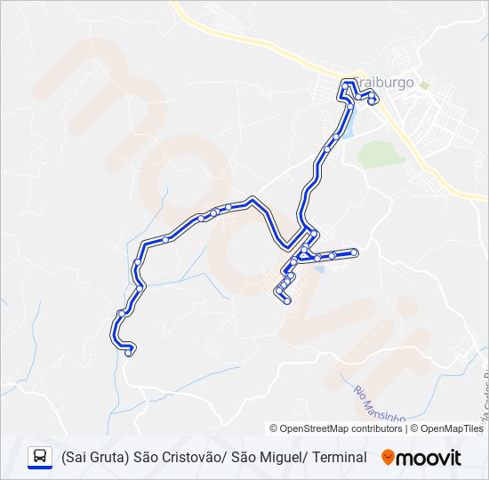Mapa da linha 101 SÃO MIGUEL de ônibus