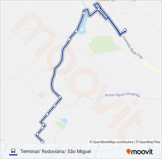 Mapa da linha 101 SÃO MIGUEL de ônibus