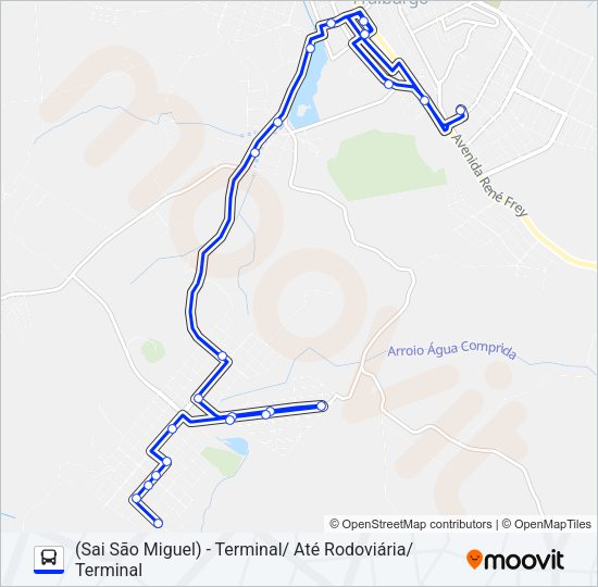 Mapa da linha 101 SÃO MIGUEL de ônibus