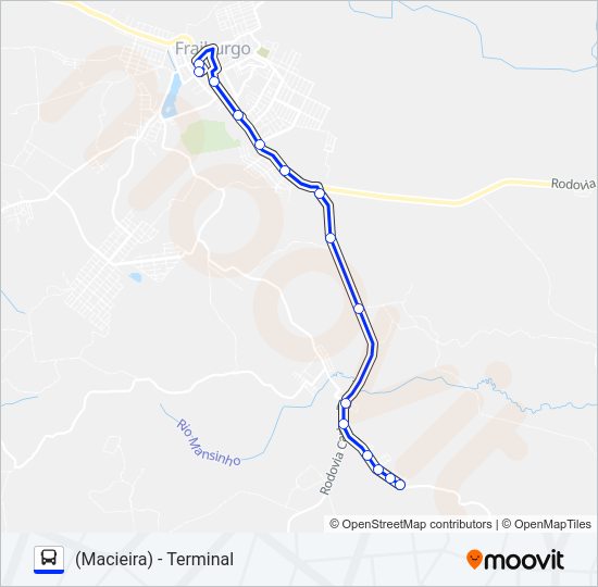 Mapa da linha 106 MACIEIRA/LIBERATA de ônibus