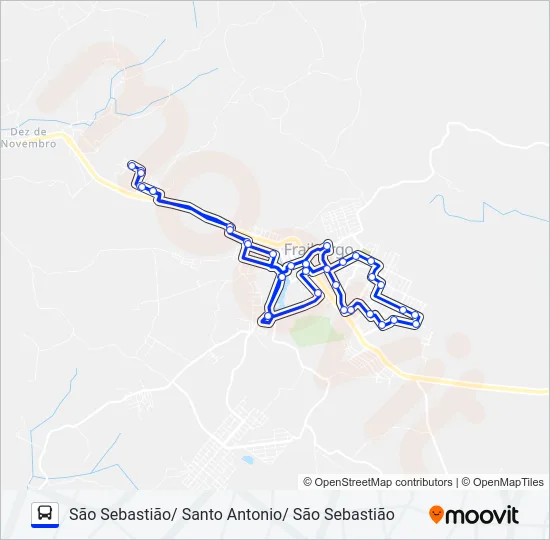 104 SÃO SEBASTIÃO/SANTO ANTONIO Bus Line Map