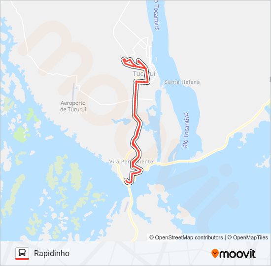 Mapa da linha RAPIDINHO de ônibus