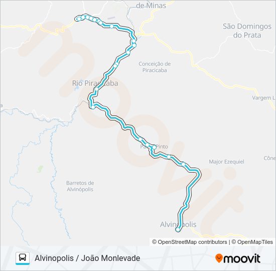 Mapa da linha 3612 de ônibus