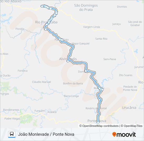 Mapa da linha 3652 de ônibus