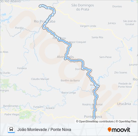 Mapa da linha 3652 de ônibus