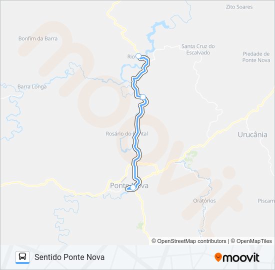 Mapa da linha 3652-2 de ônibus