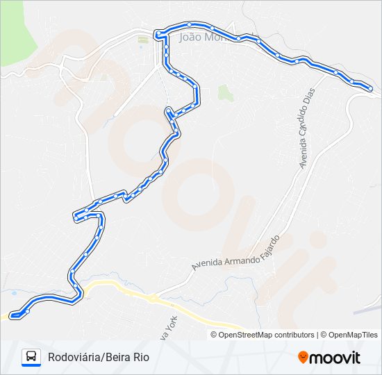 Rota da linha 11: horários, paradas e mapas - Pronto Atendimento ➞  Rodoviária (N/A Santo Hipólito) (Atualizado)