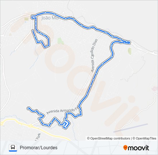 Mapa da linha 155 de ônibus