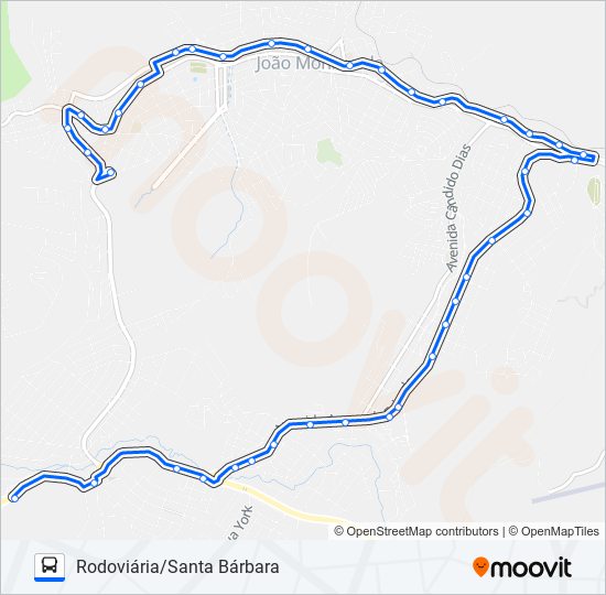 Mapa da linha 152 de ônibus