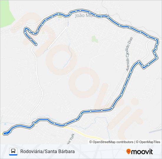 Mapa da linha 152 de ônibus