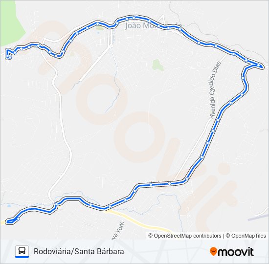 Mapa da linha 152 de ônibus