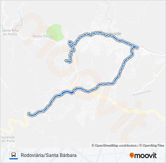 Mapa da linha 152 de ônibus