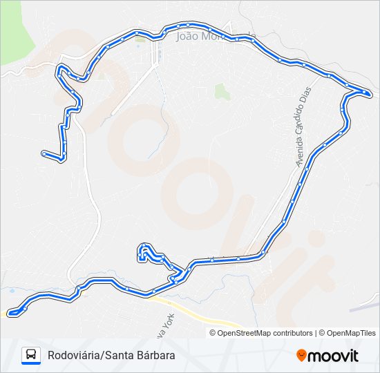 Mapa da linha 152 de ônibus