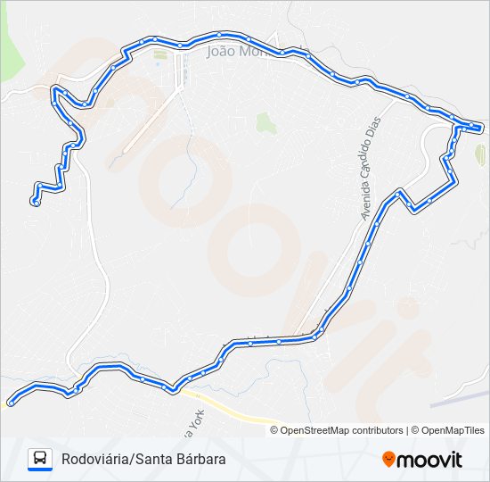 Mapa da linha 152 de ônibus