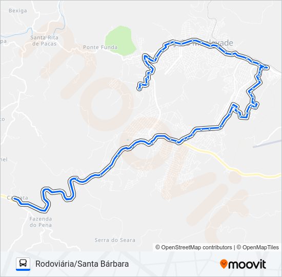 Mapa da linha 152 de ônibus