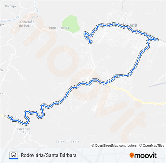 Mapa da linha 152 de ônibus