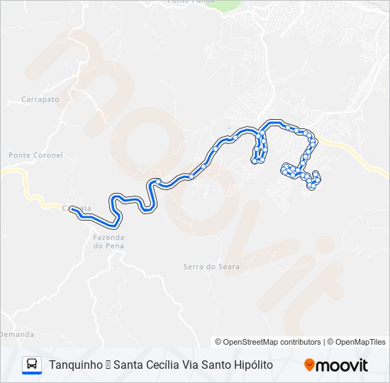 Mapa da linha 43 de ônibus