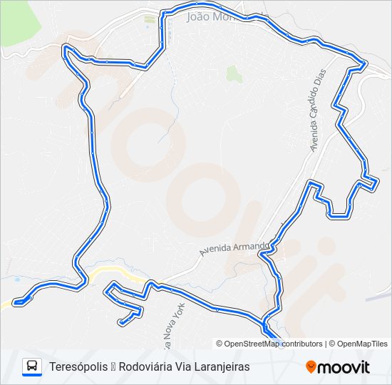 Mapa da linha 104 de ônibus