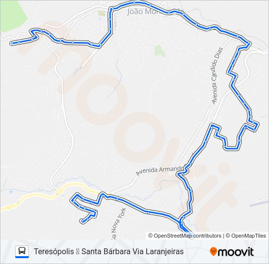 Mapa da linha 104 de ônibus