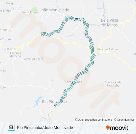 Mapa da linha 3206 de ônibus