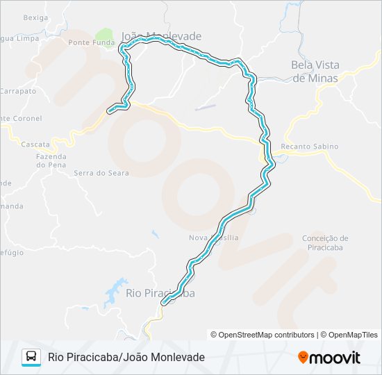 Mapa da linha 3206 de ônibus