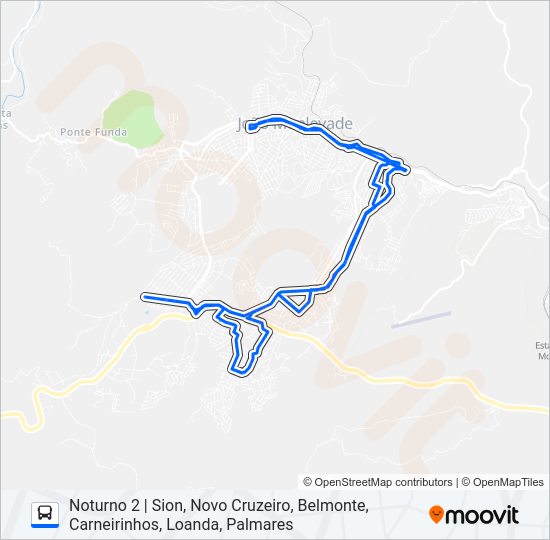 Mapa da linha NOTURNO de ônibus