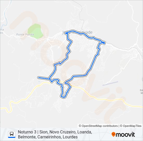 Mapa da linha NOTURNO de ônibus