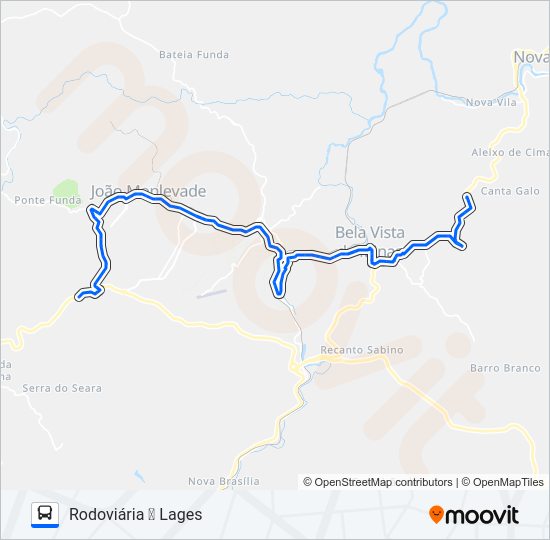 Mapa da linha 3886 de ônibus