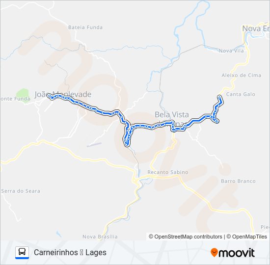 Mapa da linha 3886 de ônibus