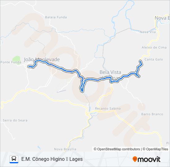 Mapa da linha 3886 de ônibus