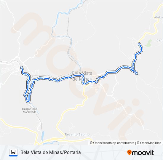 Mapa da linha 3886B de ônibus