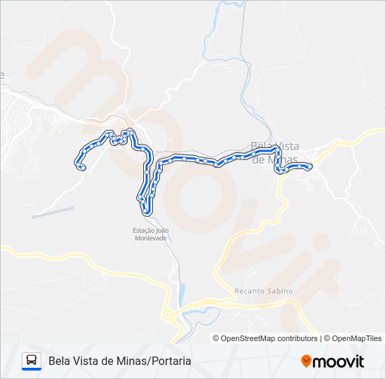Mapa da linha 3886B de ônibus