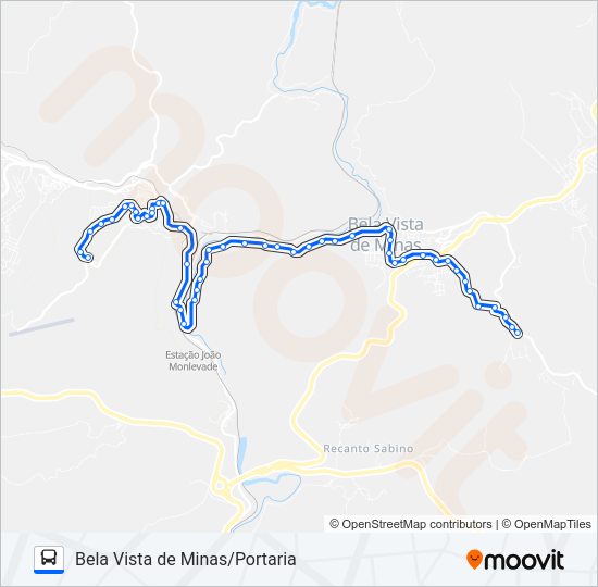 Mapa da linha 3886B de ônibus