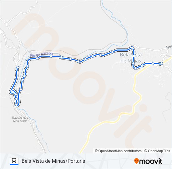Mapa da linha 3886B de ônibus