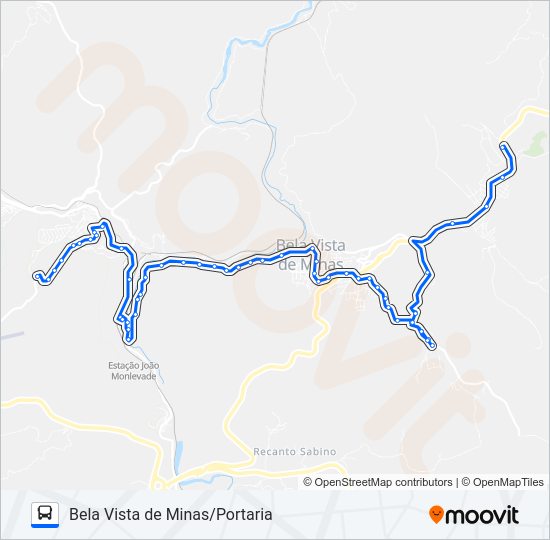 Mapa da linha 3886B de ônibus